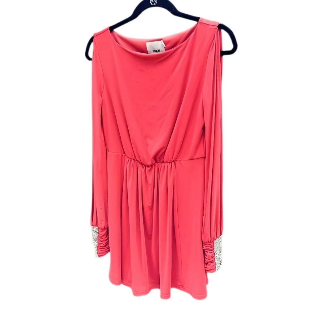 ASOS Burnt Orange Long Open Slit Sleeve Evening Cocktail Dress